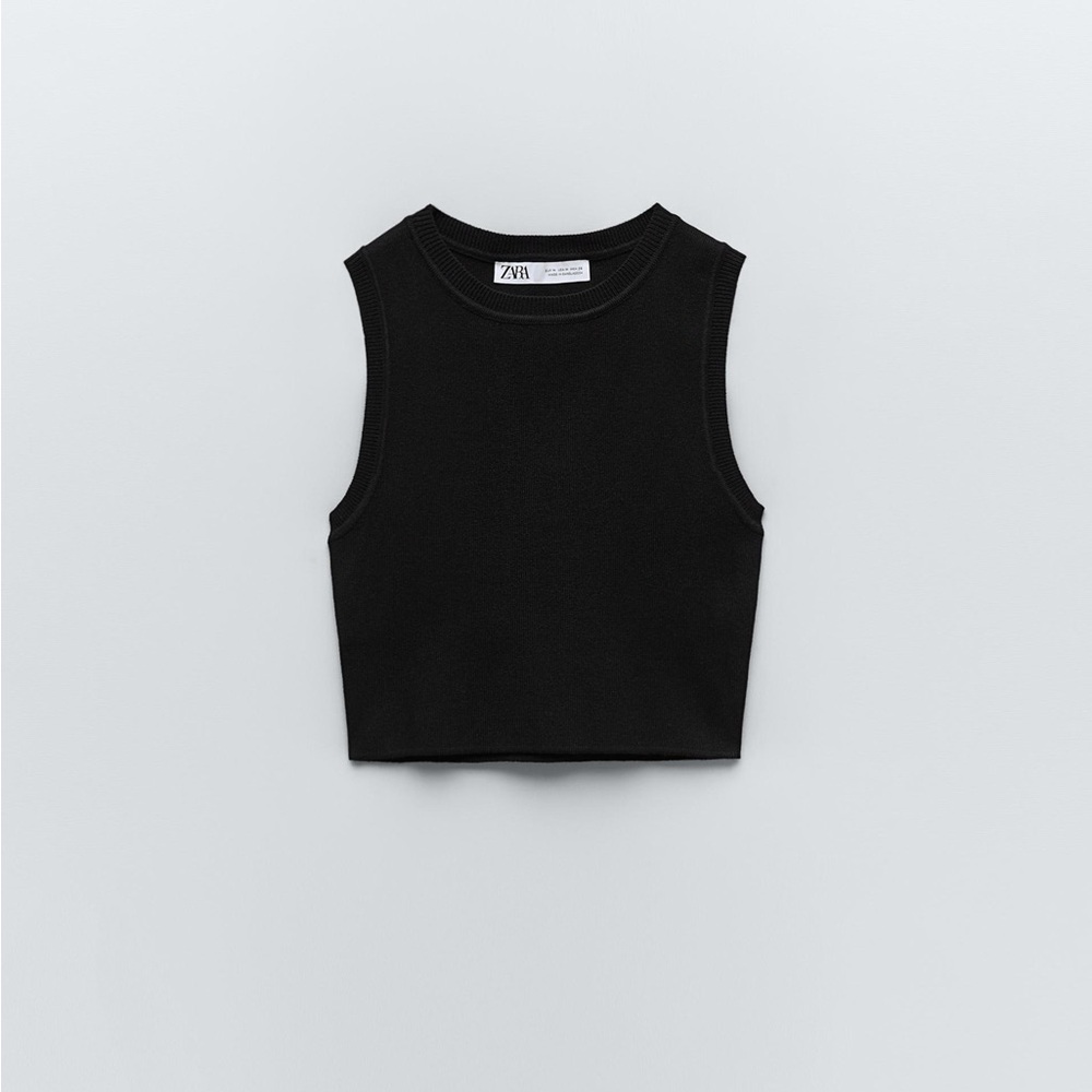 Zara Black Sleeveless Crop Top